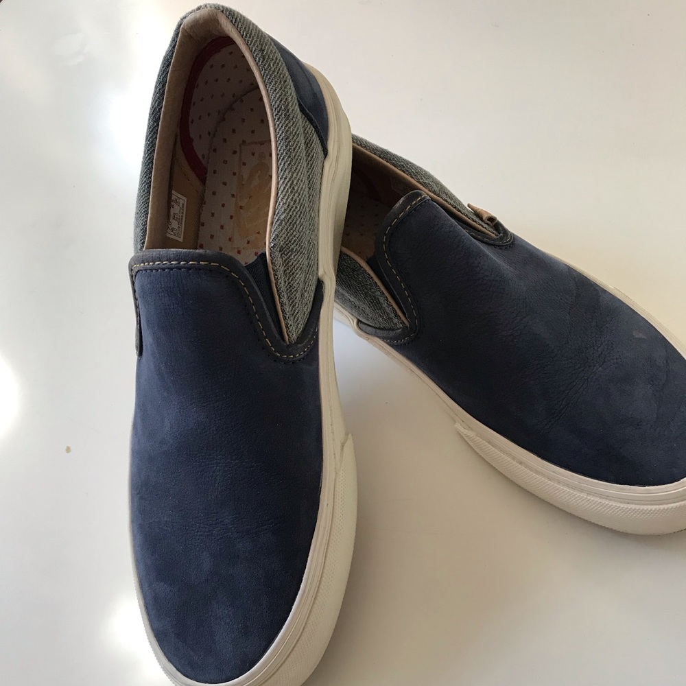 Vans Slip-On Athletic Shoes in Navy and Gray